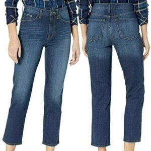 NWT Ella Moss High Rise Slim Straight Ankle Jeans 12/31 Medium Wash Destroyed